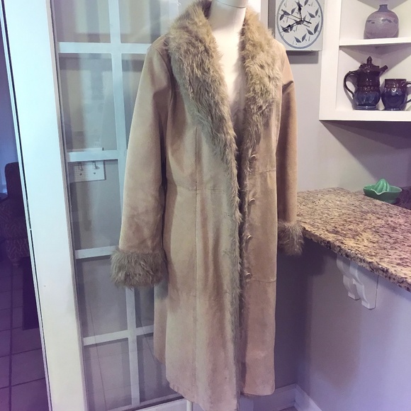 Wilsons Leather Maxima Penny Lane leather faux fur boho Y2K LONG Coat - Picture 13 of 16